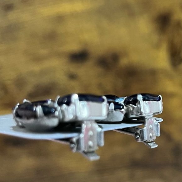 VINTAGE BLUE STONE CLIP-ON EARRINGS - Picture 6 of 8